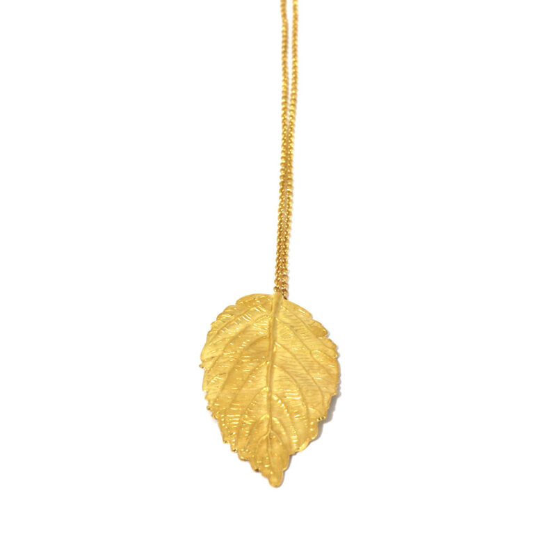 Colar folha 6cm dourado