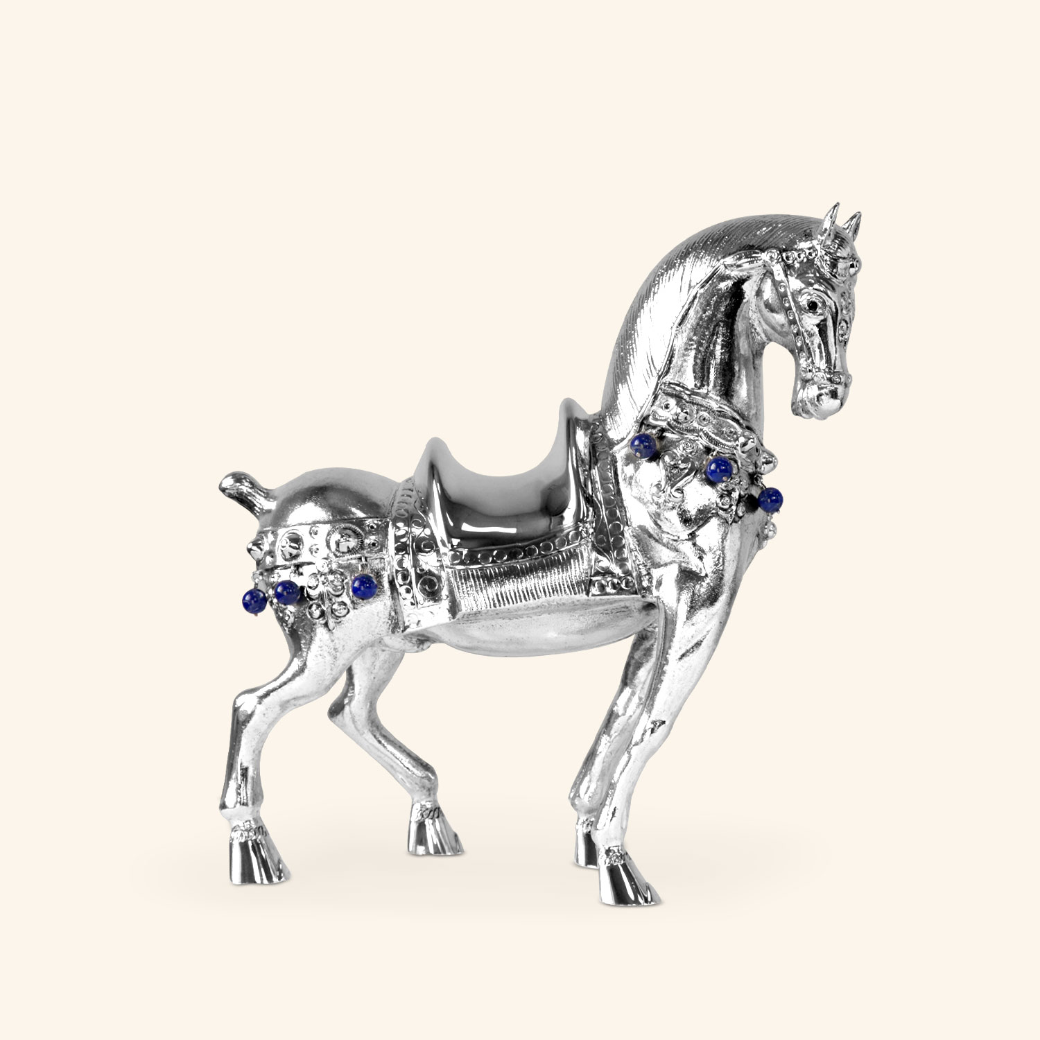 Cavalo com contas de lápis lazuli