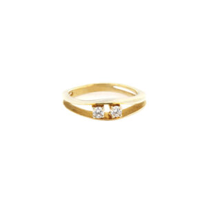 Ring double band with zircons gold plated