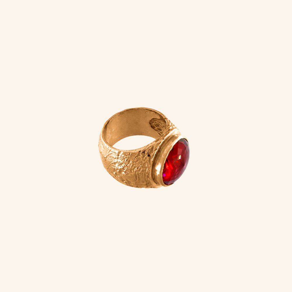 Ring with red stone gold plated - Image 3