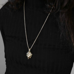 Alternative view of Lava gold necklace with color zircons