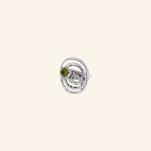 Ring round spiral with red stone