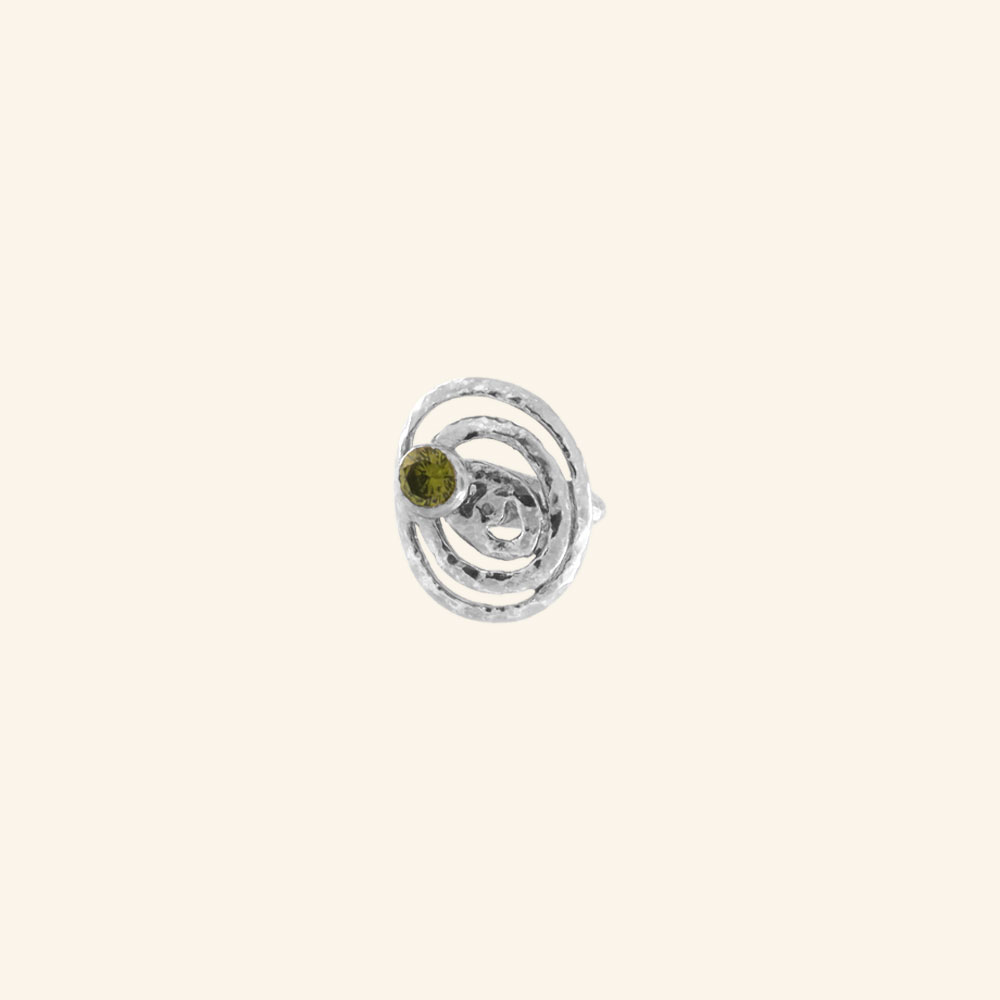 Anel espiral com pedra verde