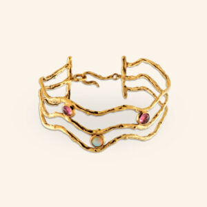 Cuff bracelet opal sea gold plated
