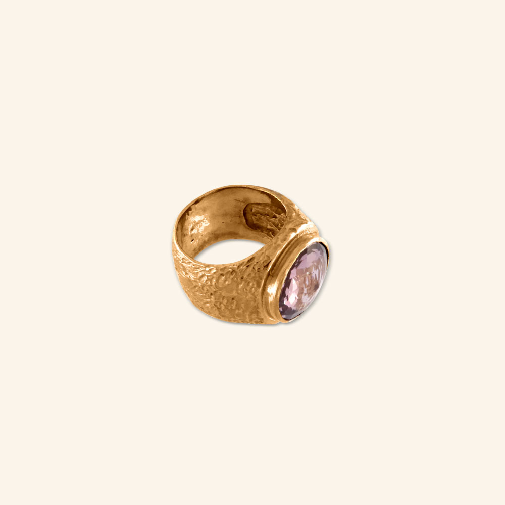 Anel com pedra rosa dourado - Image 3