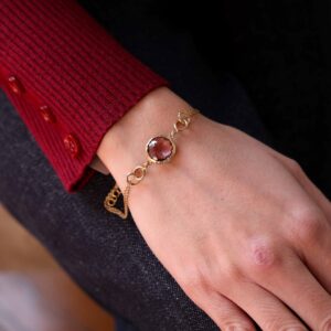 Alternative view of Pulseira ara rosa dourada