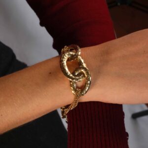 Alternative view of Pulseira com elos ovais dourada