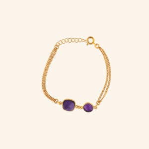 Pulseira la palma ametista dourada