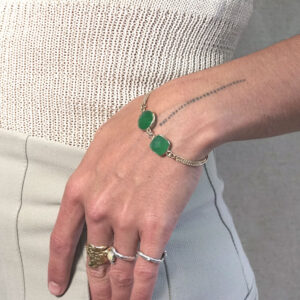 Alternative view of Pulseira la palma agata verde dourada