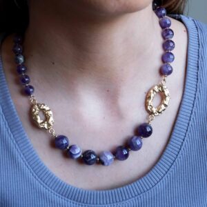 Alternative view of Colar lava ametistas S dourado