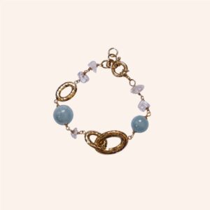 Pulseira elos ovais e pedras azuis