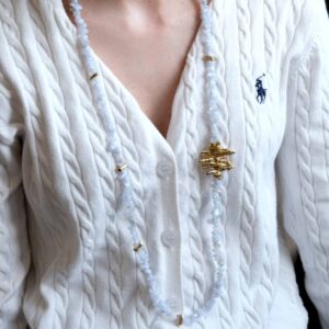 Alternative view of Colar wood com calcedonias dourado