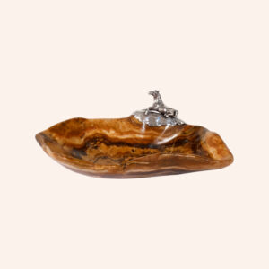 Taça aragonite com cavalo