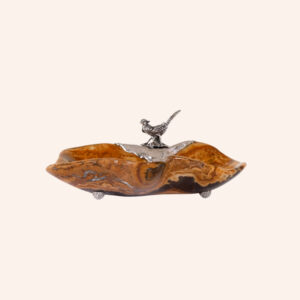 Taça aragonite com faisão