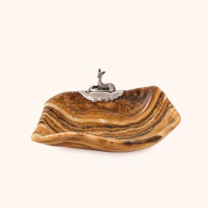 Taça aragonite com gazela
