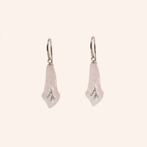 Pair of pink quartz jar earrings