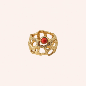 Anel bosque coral dourado